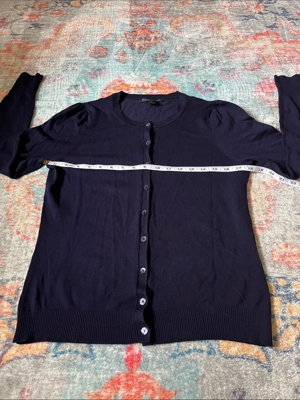 august silk Navy Round-Neck Button Cardigan - Picture 2 of 5